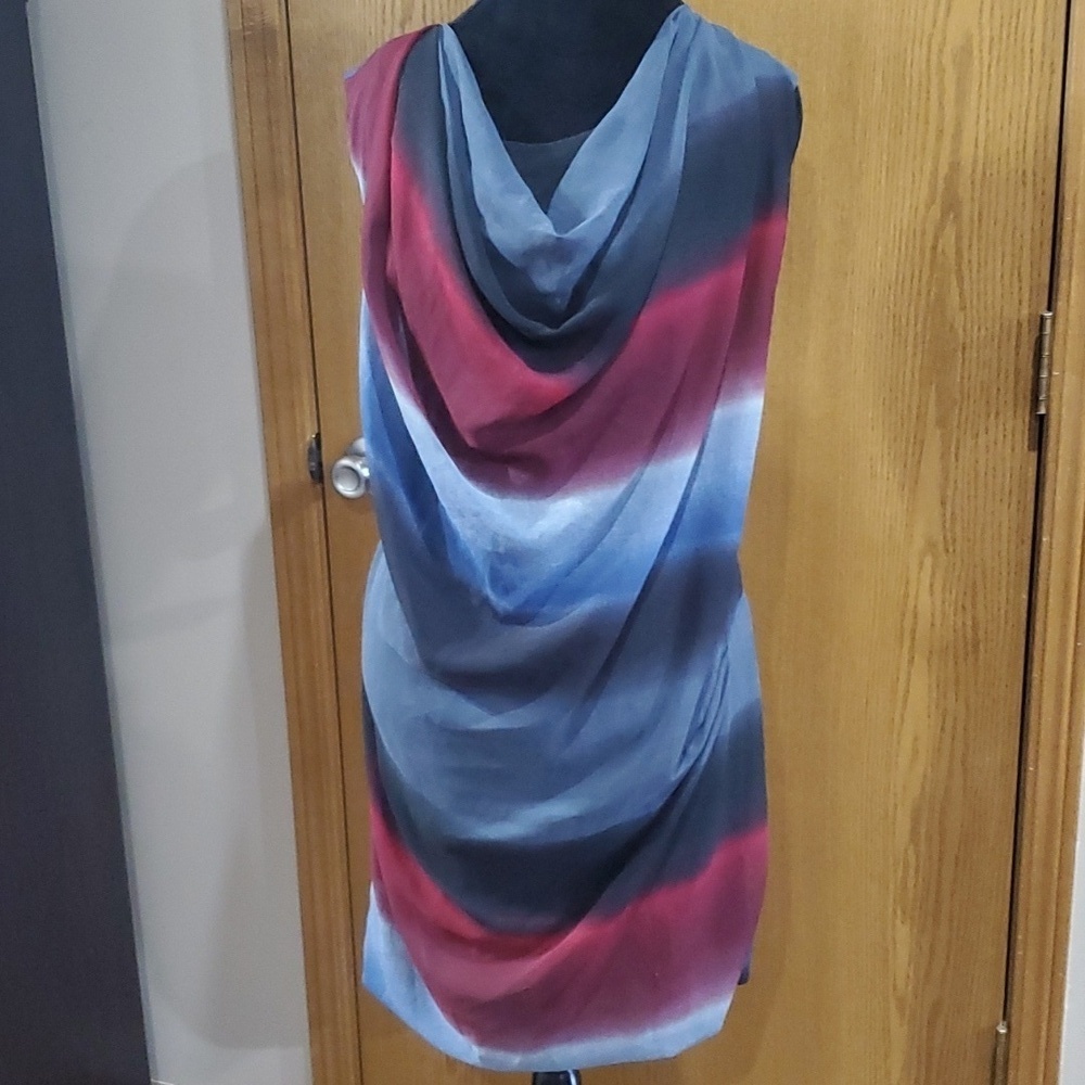 Collection by Costa Blanca red grey draped sleeveless dress